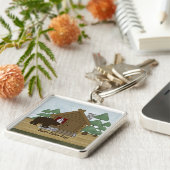 Porte-clés Clés rustiques de cabine de loge avec le nom (Côté)