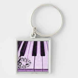 Porte-clés Clés violettes et notes de musique_