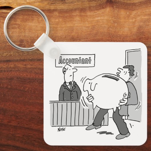 Porte-clés Client comptable avec énorme banque Piggy (Recto)