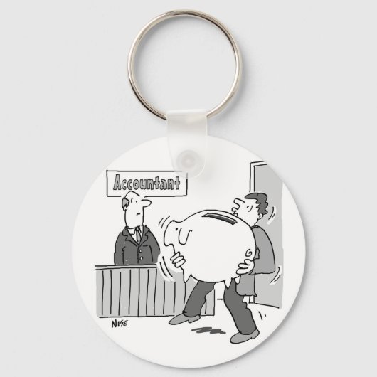 Porte-clés Client comptable avec énorme banque Piggy (Recto)