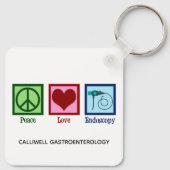 Porte-clés Clinique personnalisée Peace Love Endoscopy (Dos)
