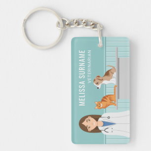 Porte-clés Clinique vétérinaire femme vétérinaire nom personn
