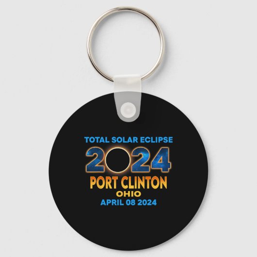 Porte-clés Clinton Ohio Eclipse 2024 Total Éclipse Solaire (Recto)