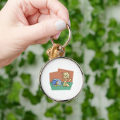 Porte-clés Clipart de cuvette de chat et de poissons (Main)