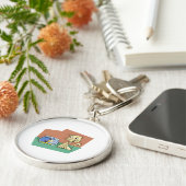 Porte-clés Clipart de cuvette de chat et de poissons (Côté)