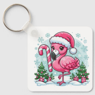 Porte-clés Clipart de flamingo de Noël sublimation 