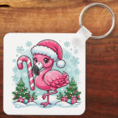Porte-clés Clipart de flamingo de Noël sublimation  (Verso)