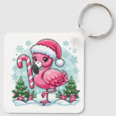 Porte-clés Clipart de flamingo de Noël sublimation  (Dos)