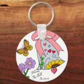 Porte-clés Cloche et ruban du cancer du sein (Recto)