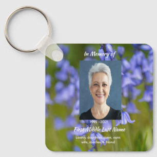 Porte-clés Clochette Bleue Chrétienne Fleurs Mémorial Souveni