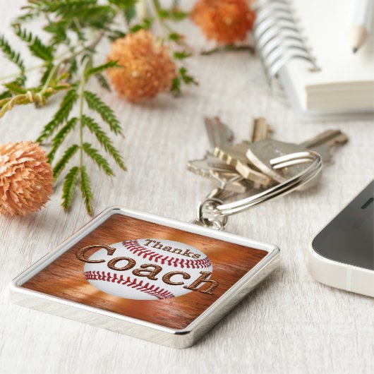 Porte-clés Clôtures de base-ball Premium GRUNGE "Merci entraî (Côté)