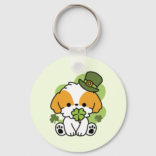 Porte-clés Clover Pup Love – Saint-Patrick Design pour Chien (Recto)