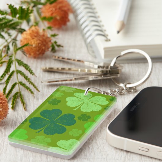 Porte-clés Clovers verts, Lucky Clovers, Saint Patrick's Day (Devant droit)