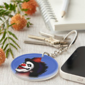 Porte-clés Clown à nez rouge : Un design ludique avec cheveux (Devant Droit)