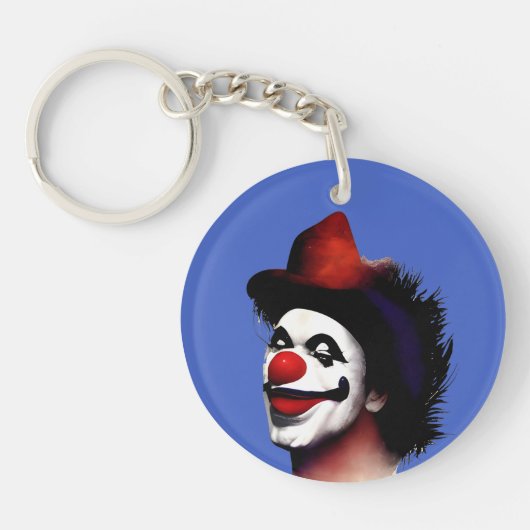 Porte-clés Clown à nez rouge : Un design ludique avec cheveux (Devant)