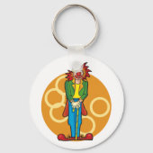 Porte-clés Clown de dessin Whimsical aux couleurs vives (Verso)
