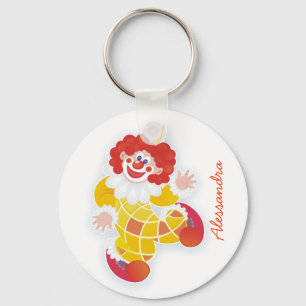 Porte-clés clown jaune drôle avec votre nom
