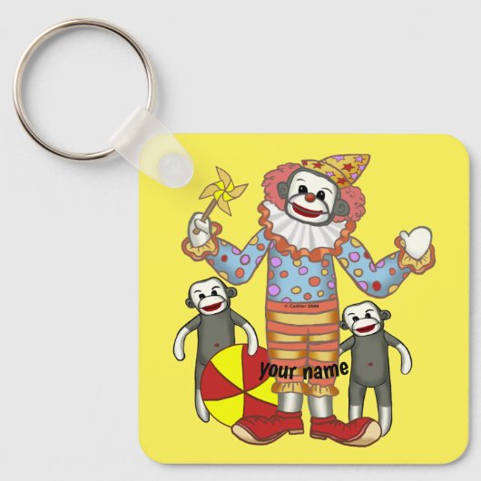 Porte-clés Clown Singe Chaussette (Recto)