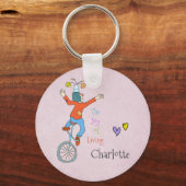 Porte-clés Clown sur les serviettes monocycle (Recto)