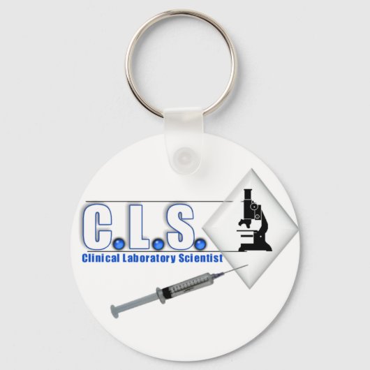 PORTE-CLÉS CLS LOGO BLEU W/ MICROSCOPE - LAB SCIENTIFIQUE (Recto)