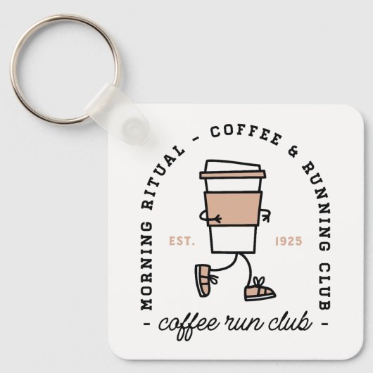 Porte-clés Club de course au café amateur de course drôle (Recto)