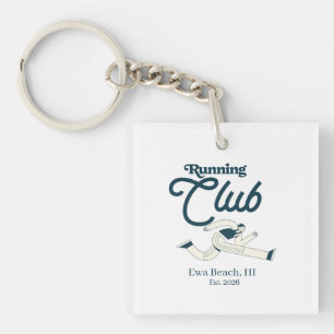 Porte-clés Club de course graphique personnalisé bleu marine