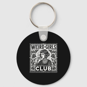 Porte-clés Club de Filles Bizarres Linogravure Rétro Introver