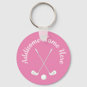 Porte-clés Club de golf Monogrammed Pink White Ladies Keych