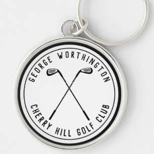 Porte-clés Club de golf personnalisé classique blanc noir