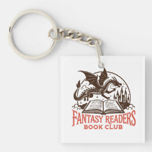 Porte-clés club de lecture des lecteurs de fantasy dragon et