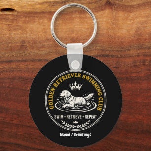 Porte-clés Club de natation du Golden Retriever Vintage Rétro