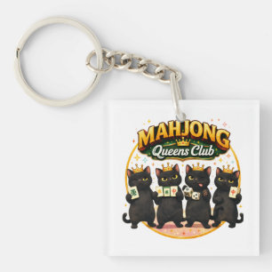 Porte-clés Club des Reines de Mahjong Chats Noirs Mignons