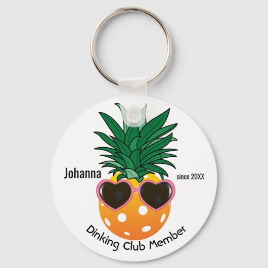 Porte-clés Club Dinking personnalisable, ananas Pickleball (Recto)