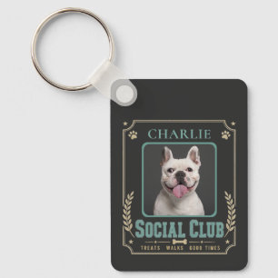 Porte-clés Club Social Vintage Photo & Nom de Chien