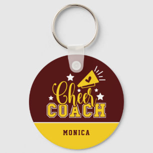 Porte-clés Coach Cheer Cute Personnalisé Maroon & Jaune