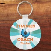 Porte-clés Coach de football Merci, Orange sur Turquoise, Sta (Recto)