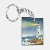 Porte-clés Coastal Lighthouse with Light Beam Postcard (Devant gauche)