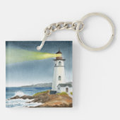 Porte-clés Coastal Lighthouse with Light Beam Postcard (Dos)