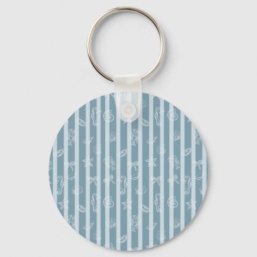 Porte-clés Coastal Nautical Pattern | Blue Sea Shell & Seahor (Verso)