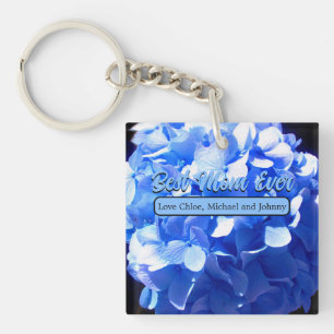 Porte-clés Cobalt bleu floral élégant bleu hydrangées