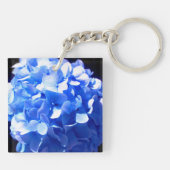 Porte-clés Cobalt bleu floral élégant bleu hydrangées (Dos)