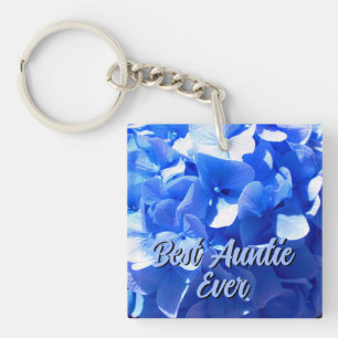 Porte-clés Cobalt bleu floral élégant bleu hydrangées