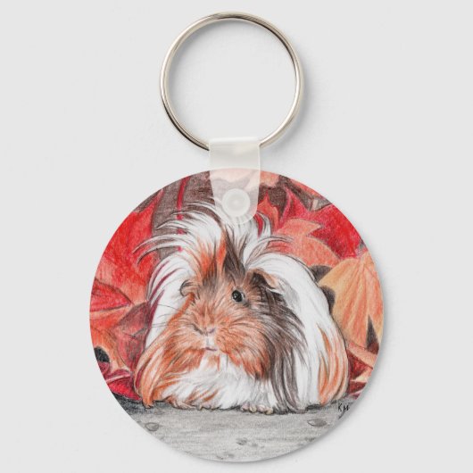 Porte-clés Cobaye aux cheveux longs en automne (Recto)