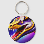 Porte-clés Cobra rouge vif violet blanc et jaune écailles (Recto)