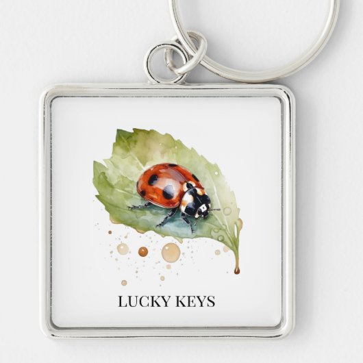 Porte-clés Coccinelle chanceuse sur une feuille (Devant)