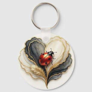 Porte-clés Coccinelle Cocardière Feuille de cœur 