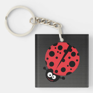 Porte-clés Coccinelle ; Fibre de carbone de Faux