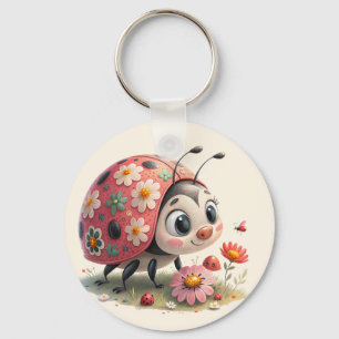 Porte-clés coccinelle florale