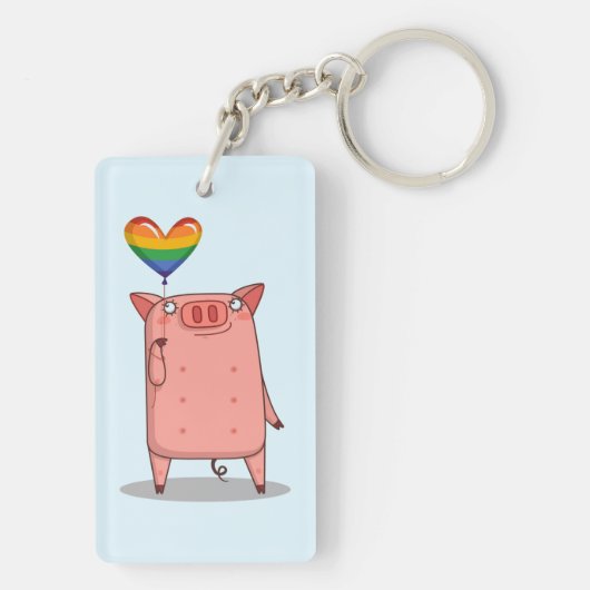 Porte-clés Cochon Avec Ballot Arc-En-Ciel (Dos)