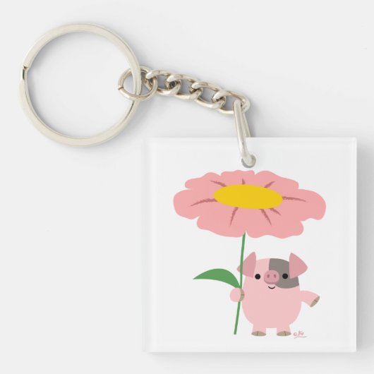Porte-clés Cochon De Cartoon Cute Avec Porte - clé Acrylique (Devant)